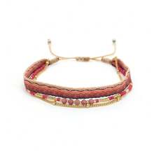 Colombia Style Woven Multi-Layered Bracelet, Minimalist Design With Beads, For Women, Spring & Summer