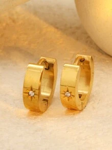 1Pair/2Pcs 4mm Width Stainless Steel Cute Earrings For Women Ladies Hoop Earrings Jewelry Valentines