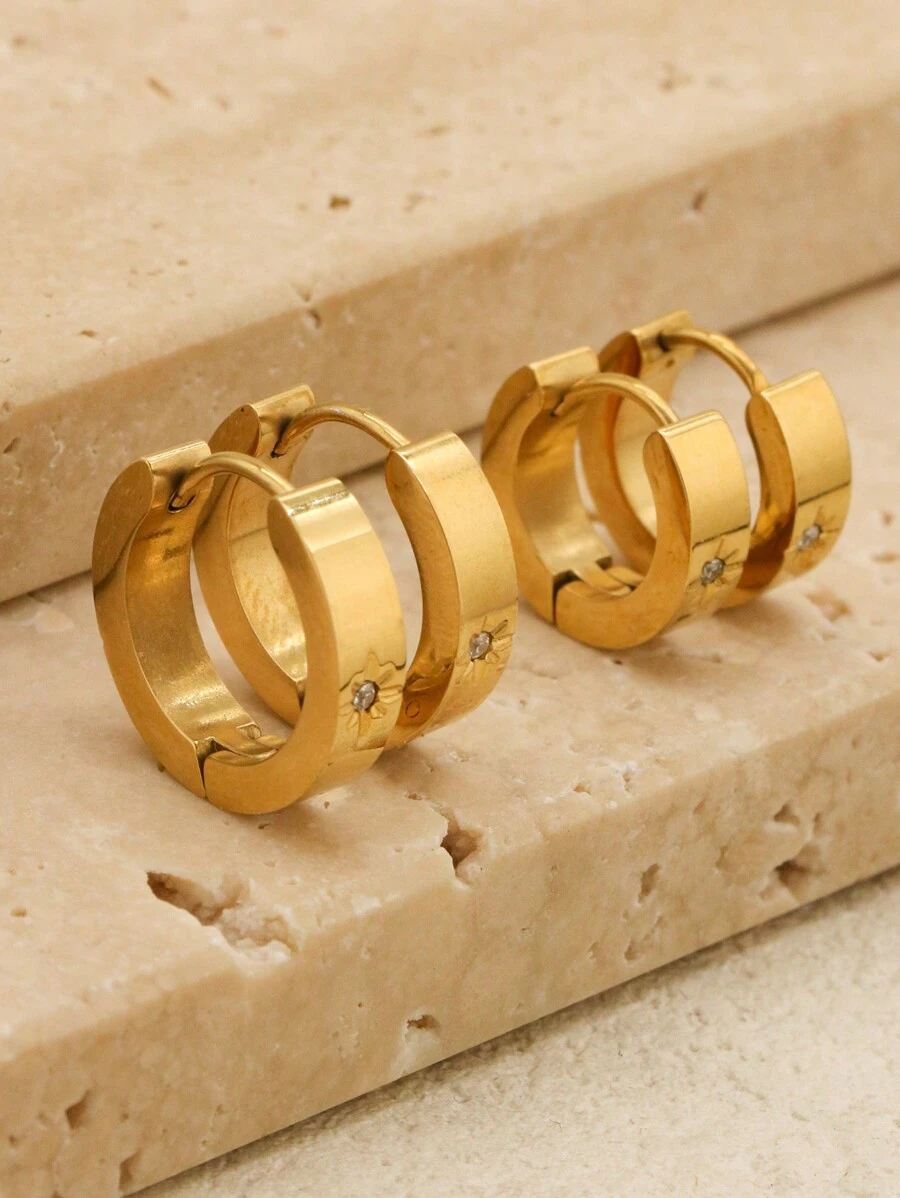 1Pair/2Pcs 4mm Width Stainless Steel Cute Earrings For Women Ladies Hoop Earrings Jewelry Valentines