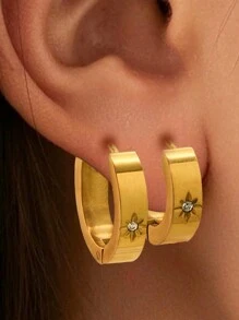 1Pair/2Pcs 4mm Width Stainless Steel Cute Earrings For Women Ladies Hoop Earrings Jewelry Valentines