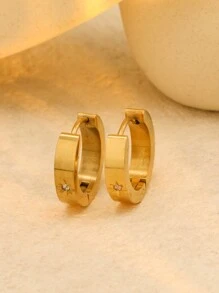 1Pair/2Pcs 4mm Width Stainless Steel Cute Earrings For Women Ladies Hoop Earrings Jewelry Valentines