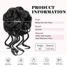 1 Máy Tính Màu Đen Lộn Xộn Bun Phần Lông Scrunchie Tousled Updo Làm Tóc Búi Tóc Xoăn Lượn Sóng Đuôi Ngựa Tổng Hợp Búi Tóc Cho Nữ bé Gái - màu đen - Xem 4