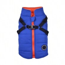 Small Dog Winter Clothes With Harness Vest, Pet Warm Padded Coat