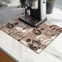 1 pieza Alfombrilla vintage suave, Alfombrilla antideslizante súper absorbente y duradera para máquina de café, alfombrilla para mascotas, alfombrilla decorativa para mesa de comedor, suministros de cocina - Multicolor - Ver 5