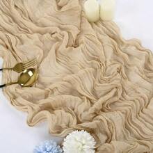 10pcs Rectangular Table Runner, 180*90cm, 300*90cm, 400*90cm, Cheese Cloth Table Runner, Boho Cheesecloth Table Cloth, Transparent Tablecloth, Suitable For Wedding Bride Baby Shower Birthday Or Holiday Party Cake Table Decor, Romantic Banquet Table Decor Chiffon Table Runner For Birthday, Wedding, Party, Holiday Celebration And Baby Shower