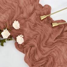 10pcs Rectangular Table Runner, 180*90cm, 300*90cm, 400*90cm, Cheese Cloth Table Runner, Boho Cheesecloth Table Cloth, Transparent Tablecloth, Suitable For Wedding Bride Baby Shower Birthday Or Holiday Party Cake Table Decor, Romantic Banquet Table Decor Chiffon Table Runner For Birthday, Wedding, Party, Holiday Celebration And Baby Shower