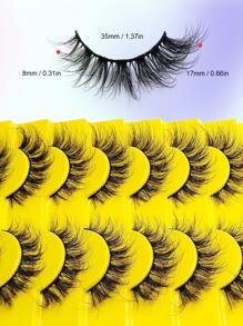 Asiteo Asiteo 10 Pairs Cat Eye Lashes Style Look Natural False Eyelashes 3D Soft Cross Wispy Fluffy Manga Lashes