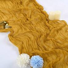 10pcs Rectangular Table Runner, 180*90cm, 300*90cm, 400*90cm, Cheese Cloth Table Runner, Boho Cheesecloth Table Cloth, Transparent Tablecloth, Suitable For Wedding Bride Baby Shower Birthday Or Holiday Party Cake Table Decor, Romantic Banquet Table Decor Chiffon Table Runner For Birthday, Wedding, Party, Holiday Celebration And Baby Shower