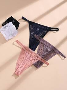 5pcs Women's Sexy Lace G-String, Comfortable And Breathable Low-Waist Underwear Set, Low Rise
