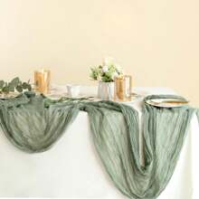 10pcs Rectangular Table Runner, 180*90cm, 300*90cm, 400*90cm, Cheese Cloth Table Runner, Boho Cheesecloth Table Cloth, Transparent Tablecloth, Suitable For Wedding Bride Baby Shower Birthday Or Holiday Party Cake Table Decor, Romantic Banquet Table Decor Chiffon Table Runner For Birthday, Wedding, Party, Holiday Celebration And Baby Shower