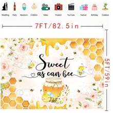 Fondo dulce para fotografía de cumpleaños de temática abejas con miel para la decoración de fiesta de revelación de género - Photocall - Sección B - Ver 4