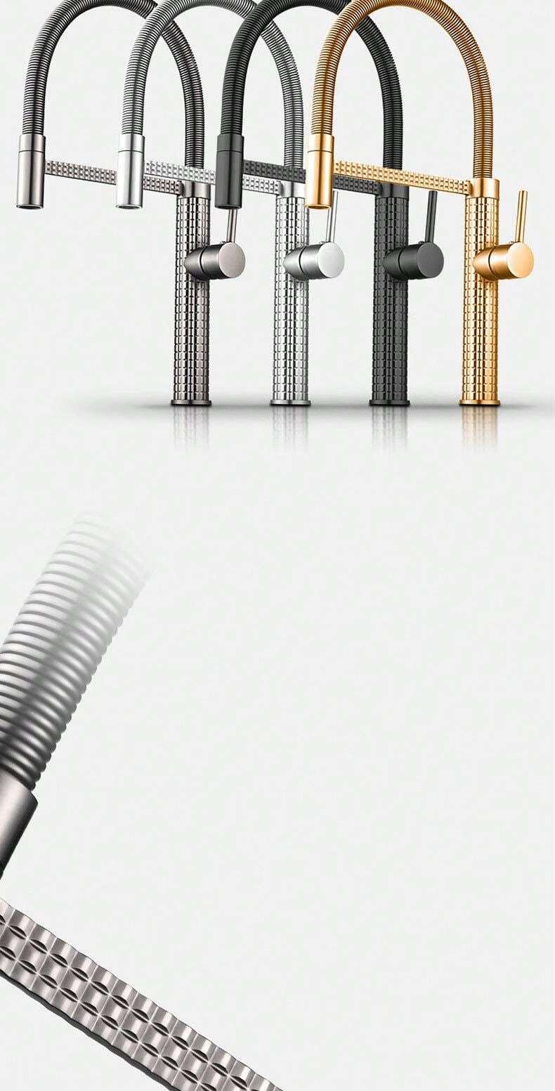 Kitchen Faucet Gold Brass Faucet For Kitchen Sink Rotatable Drop Down ...