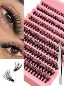 Asiteo 200pcs DIY False Eyelashes Set, Includes Tweezers, Makeup Tools, Cluster Lashes, Natural Look, Thick Look, Individual Lashes, Lash Clusters, Individual Lashes, False Eyelashes - Multicolor - View 4