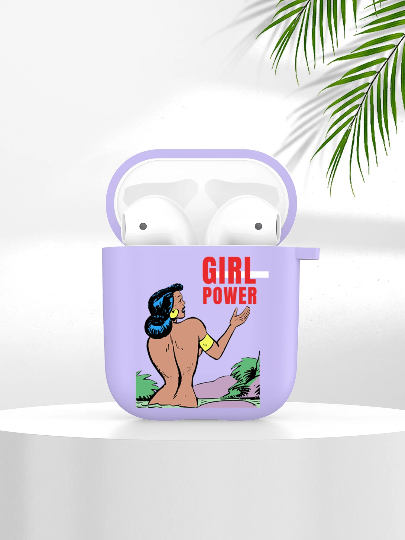Girl Power Cartoon Purple Airpods Cases, AntiLost Bluetooth Wireless