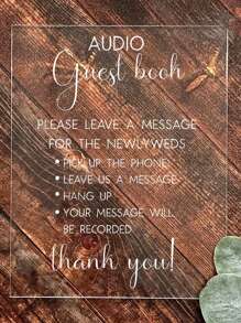 1pc Modern Acrylic Audio Guestbook Sign, 7.84x9.44 Inches Clear, Wedding Guest Book Lucite Plaque For Messages To Newlyweds, For Home Room Living Room Office Decor, For Mother's Day Party Spring Graduation School Season Decor - Transparent - View 3