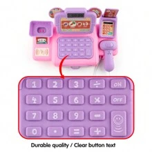 1 套儿童迷你收银机玩具 - 具有声光效果、扫描功能、逼真的收银台模型，需要 2 节 AA 电池（不包括在内）