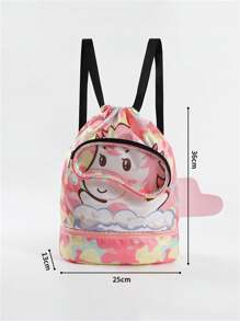 Bolsa de natación de dibujos animados - Diseño de calidad, mochila versátil para fitness, organizador de artículos de tocador amigable para viajar, bolsa de almacenamiento espaciosa de doble hombro - Ideal para almacenamiento de natación - Multicolor - Ver 4