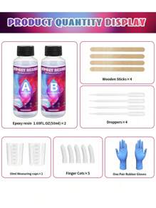1PC High Translucent UV Resin Drop Glue, Crystal Clear, Quick-Drying, Low Odor, Non-Shrinkage DIY Handmade UV Curing Hard Glue With Accessories Set Including Box, Gloves, Dropper, Stirring Stick, Pigment, Etc. In 50mL, 100mL, 250mL And 500mL Options - Epoxy Resin - View 3