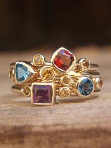 1枚精美立方氧化锆戒指，女士情人节礼物，结婚纪念日派对首饰 - 1# - 查看 25