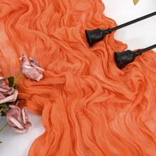 10pcs Rectangular Table Runner, 180*90cm, 300*90cm, 400*90cm, Cheese Cloth Table Runner, Boho Cheesecloth Table Cloth, Transparent Tablecloth, Suitable For Wedding Bride Baby Shower Birthday Or Holiday Party Cake Table Decor, Romantic Banquet Table Decor Chiffon Table Runner For Birthday, Wedding, Party, Holiday Celebration And Baby Shower