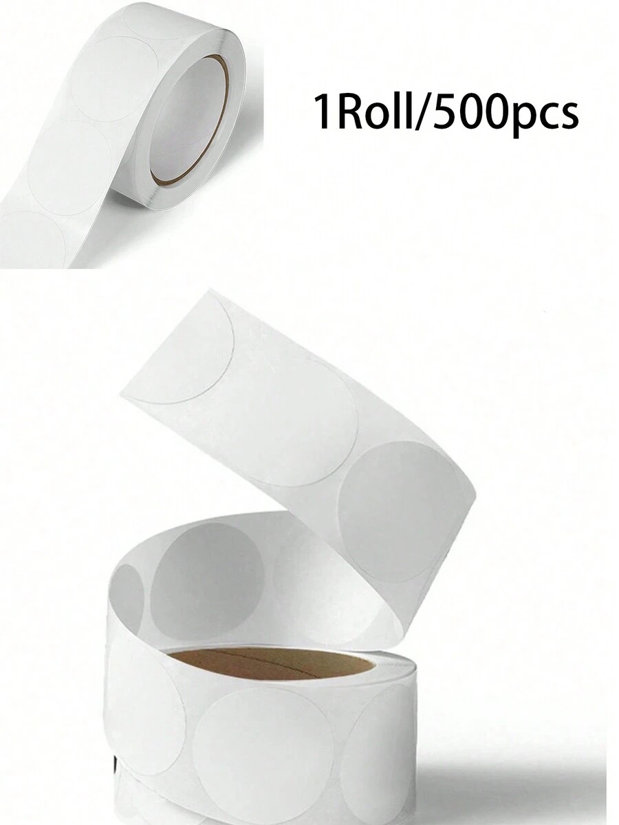 500入組白色圓點DIY禮品裝飾白色貼紙，圓形封條標籤自粘貼紙，手工藝品裝飾包裝貼紙可以撰寫辦公室、學生課堂和其他場景用途 - 白色 - 查看 1