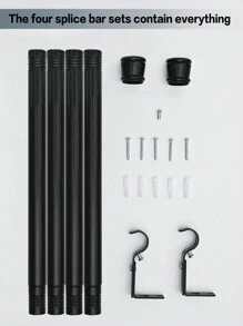 1 Set Patchwork Roman Curtain Rod, Stainless Steel Heavy Duty Curtain Rod, 1 Inch Decorative Adjustable Curtain Rods With Brackets, Suitable For Room Divider, Bedroom, Living Room, Kitchen, Bathroom - Black - View 7