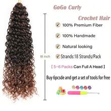 14/18/24inch Curly Crochet Hair For Women Water Wave Crochet Hair Curly Braiding Hair GoGo Curl Crochet Hair Ocean Wave Beach Curl Wavy Crochet Hair Extensions (Pack Of 1, T30)
