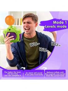 1套互動遊戲主機附50個氣球，熱門手持感應遊戲玩具，擁有快速反射、氣壓和遊戲模式，是青少年和成年人的理想生日禮物，隨機顏色包裝盒