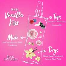 Body Fantasies Pink Vanilla Kiss Fantasy Fragrance Body Spray 8oz - Trái cây & cam quýt - Xem 2