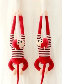 Un lindo juguete de peluche de mono de rayas de brazo largo (color aleatorio), con manos para colgar como decoración de cortinas o colocar en sofás/cama como decoración del hogar!, Decoración del hogar