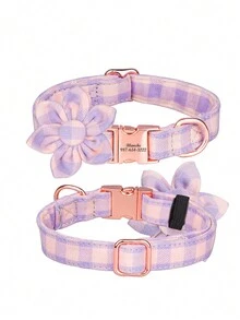 1 Vòng Cổ Cho Chó Hoa Kẻ Sọc Màu Tím Cá Tính, Thông Tin Về Thú Cưng Có Thể Tùy Chỉnh, Vòng Cổ Thú Cưng Chống Lạc Khắc Khắc Dành Cho Chó Lớn, Vừa Và Nhỏ - Màu tím - Xem 3
