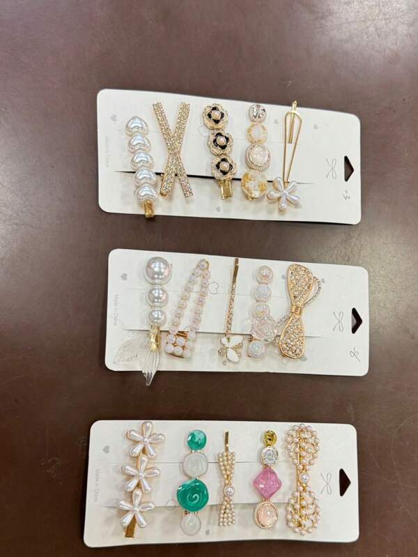 Kit 5 pecas Clip Enfeites Feminina para Cabelos Presilhsa Luxuosa