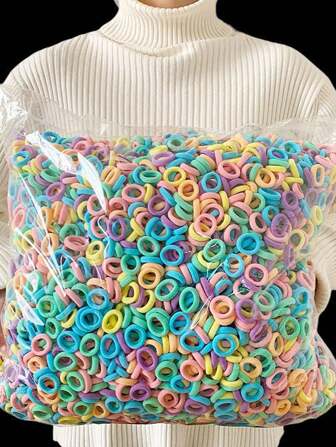 100/200 件女士迷你发圈，弹性发带，拇指环设计，适合 DIY 发饰发带马尾辫固定器发圈发绳