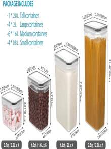 Juego de 15 Recipientes Herméticos para Almacenar Alimentos,  Contenedores para Alimentos, Sin BPA, Organización de Cocina y Alacena Recipientes de Plástico, con Etiquetas y Marcador - 15 Piezas - Ver 2
