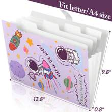Back To School - Astronaut File Folder With 5 Pockets, Expanding File Folders With Labels, Cute File Organizer, Accordion File Organizer Letter Size For School, Office And Home - Multicolor - View 2