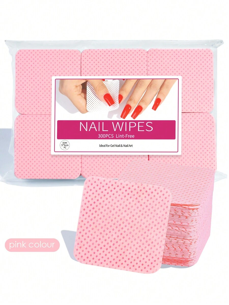 Misscheering 300pcs Lint-Free Nail Cleaning Wipes, Nail Polish Remover Pads, Eyelash Extension Cleaning Wipes, Soft Non-Woven Acetone Nail Polish Remover Pads, For Nail Prep And Gel Polish Removal Nails Nails Supplies Nail Stuff