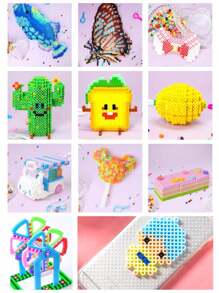Conjunto De Regalo De Manualidades Para Hacer Joyas Con Cuentas Hama Estampadas En Caliente De 24 Colore 5mm, Fabricación De Rompecabezas En 3d Y Regalo De Arte De Píxel