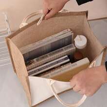 2入組帆布麻布手提包與小包，休閒禮物袋，流行購物袋，簡單便攜手提包，多功能肩袋，是女性、母親、教師、朋友、伴娘和學生的絕佳禮物，適用於男女、情侶、日常使用、約會、生日、節日、海灘、旅行、上班、上學、野餐、露營、超市等 - 彩色 - 查看 6