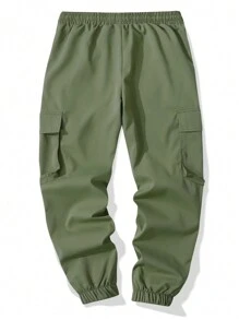 Men's New Style Cargo Pants, Multi-Pocket Jogger Outdoor Casual Trousers, For Fall - Army Green - View 8