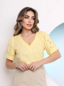 Women Blouses - 黃色 - 查看 3