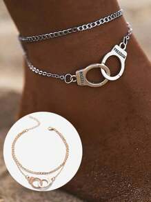 1 chiếc còng tay tình yêu trang trí theo phong cách Gothic & còng mắt cá chân hai lớp, quà tặng cho cặp đôi phù hợp cho trang phục thường ngày & hẹn hò của phụ nữ trong ngày lễ tình nhân - còng tay - Xem 6