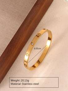 VceTd A Minimalist And Elegant Stainless Steel Bracelet With Carved Clover And Glass Rhinestone, Suitable For Women To Wear On Parties Or Daily Life, Or As A Gift For Mother's Day. Valentines,Mom,Mother,Mother's Day,Gift - CX717 - View 16