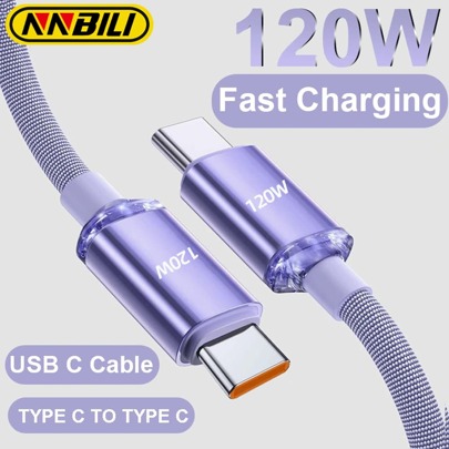 NNBILI 2024 New 120W USB C To Type C Data Cable Compatible With IPhone 15 16 17 Series PD Fast Charging USB C Data Cable Fast Charging Nylon Cable