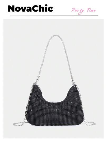 Lightweight, Business Casual Rhinestone Decor Bucket Bag Mini Drawstring Design, Clear Bag Faux Faux Pearl Bag Evening Bag, Dinner Bag Glamorous, Elegant, Exquisite, Quiet Luxury Rhinestone For Party Girl, Woman, Bride Perfect For Party, Dinner/Banquet Christmas Party Dress, Perfectly Matching With Bridal Party, Best Choice Elegant Bag For Bridal Shower, Party Bags,Perfect For Party Wedding Prom Dinner/Banquet Matching With Holiday Party Dress Evening Dress & Sequin Dress