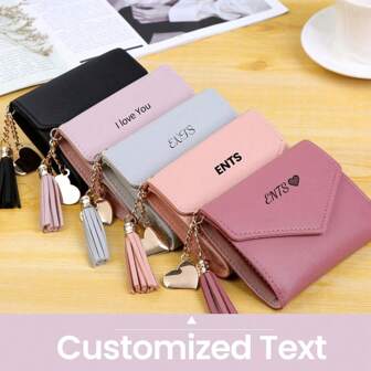 1pc Custom Wallet For Women With Text Short Heart-Shaped Pendant Wallet Women Wallet Bifold Clutch Long Ladies Billfold Gift For Lady Mother Girlfriend Student Birthday Gift Daily Wallet Fashionable,Colorful,Vintage,Cute,Adorable,Contracted,Stylish,Casual Custom,Personalized,Unique,Customized Ideal Gifts For Him Her,Boyfriend,Girlfriend,Family,Friends,Pets,Grandparents,Children For Christmas,For Winter,For Fall/Autumn,For Holiday Finds,Winter Fashion,Christmas Gift,Personalized Gifts For Women/Men,Colorful,Cute,Adorable,Funny,Kawaii,Y2K,Stylish,Unisex,Casual,Custom,Personalized,Unique,Customized,Ideal Gifts For Him,Ideal Gifts For Her,Her,Boyfriend,Girlfriend,Family,Friends,Forest Tones