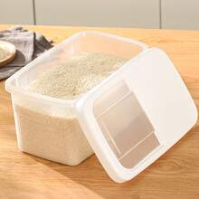 1 pieza Caja de almacenamiento de granos hermética a prueba de insectos y humedad para el hogar, contenedor para harina y arroz con tapa, almacenamiento, organizador de cocina, artículos de cocina, decoración de habitación, decoración del hogar. - Blanco - Ver 4