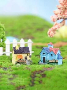 4pcs Micro Landscape Countryside Cottage House Decoration Accessories Outdoor Garden Mini Ornaments
