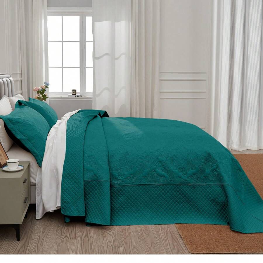 Qucover Olive Green Oversized King Quilt, California King Bedspread