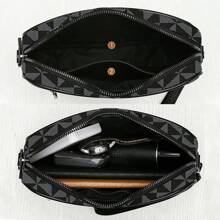 1pc Men's Casual Shoulder Bag, Square Small Crossbody Bag, PU Leather, Waterproof, Multifunctional, Casual, Business, College Style, Sports Casual, Messenger Bag, Handbag, Waist Bag, Christmas Gift, Travel Essential, Retro Bag, Valentine's Day, Holiday Essential, Camping Shoulder Bag, Sticker Bag, Winter Back To School - Black - View 6