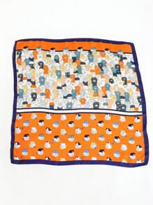 1入女士休閒時尚動物印花貓紋圍巾，適用於約會、外出和日常穿著，頭巾、髮帶、頭帶理想的裝扮 - 彩色 - 查看 14